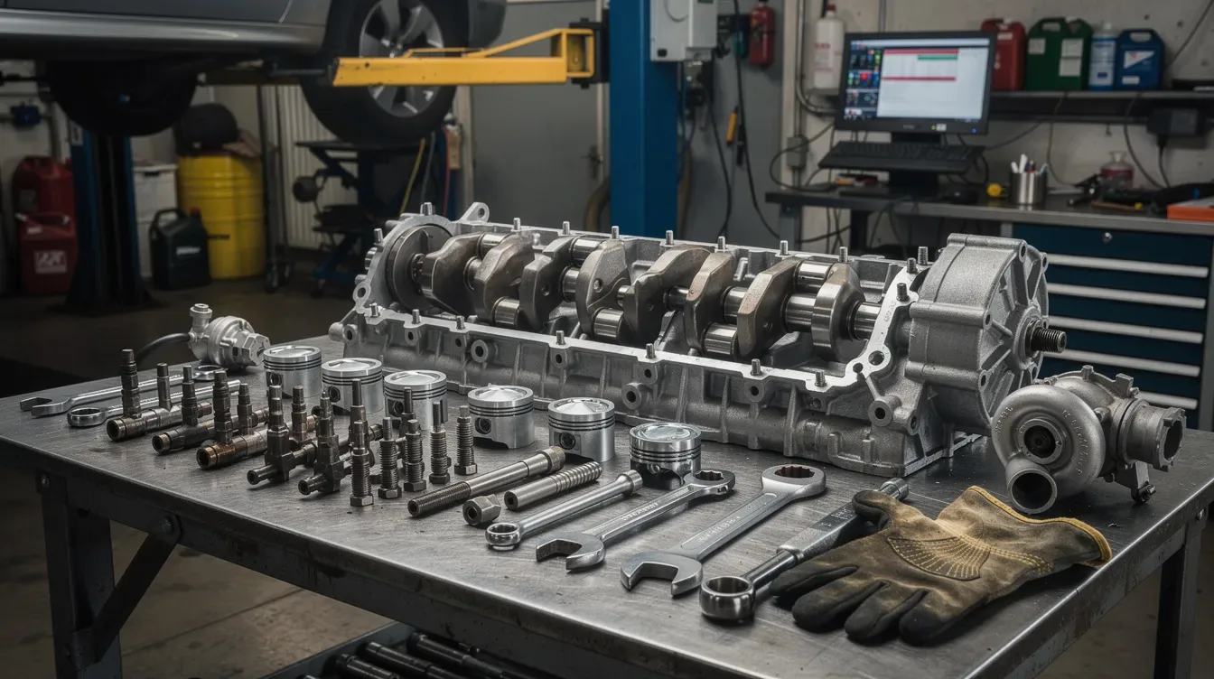Motor Audi A4 B8 dezasamblat pentru verificare TDI si TFSI in service auto Brasov
