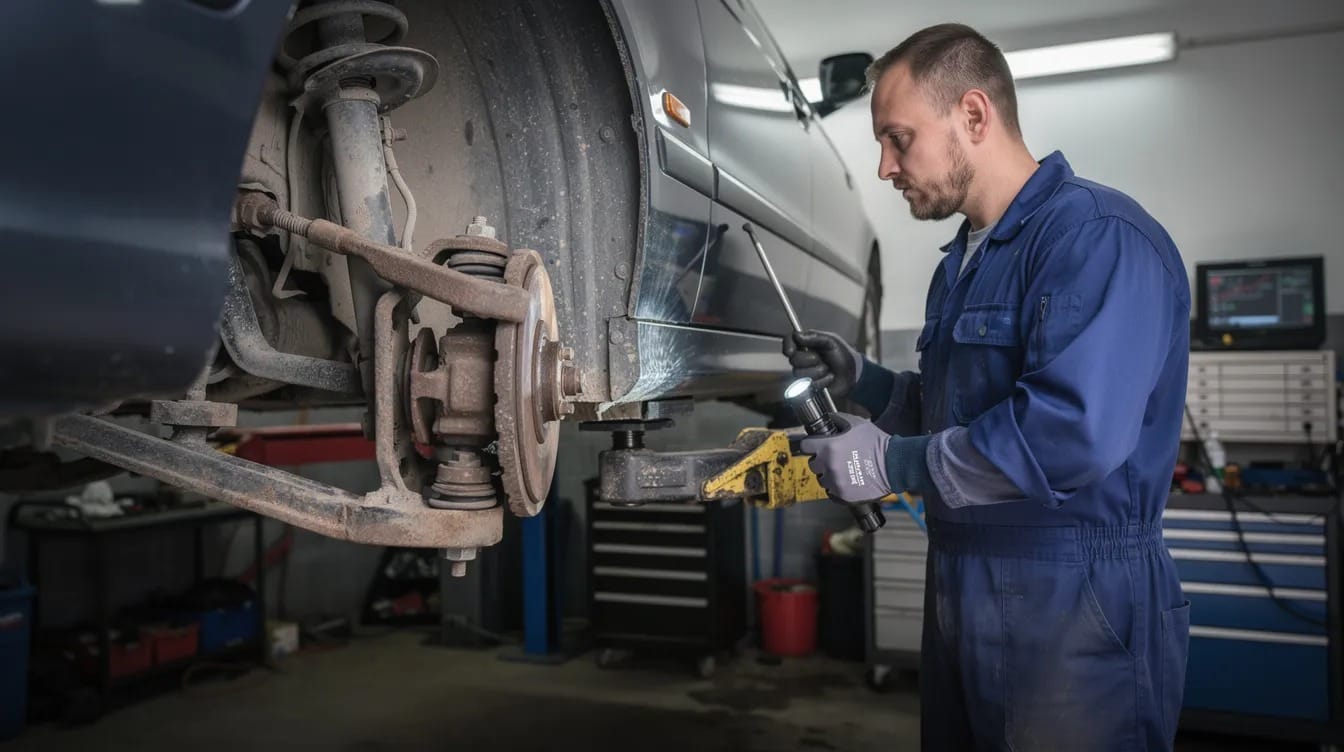 BMW E39 verificat pe elevator pentru probleme la suspensie si directie