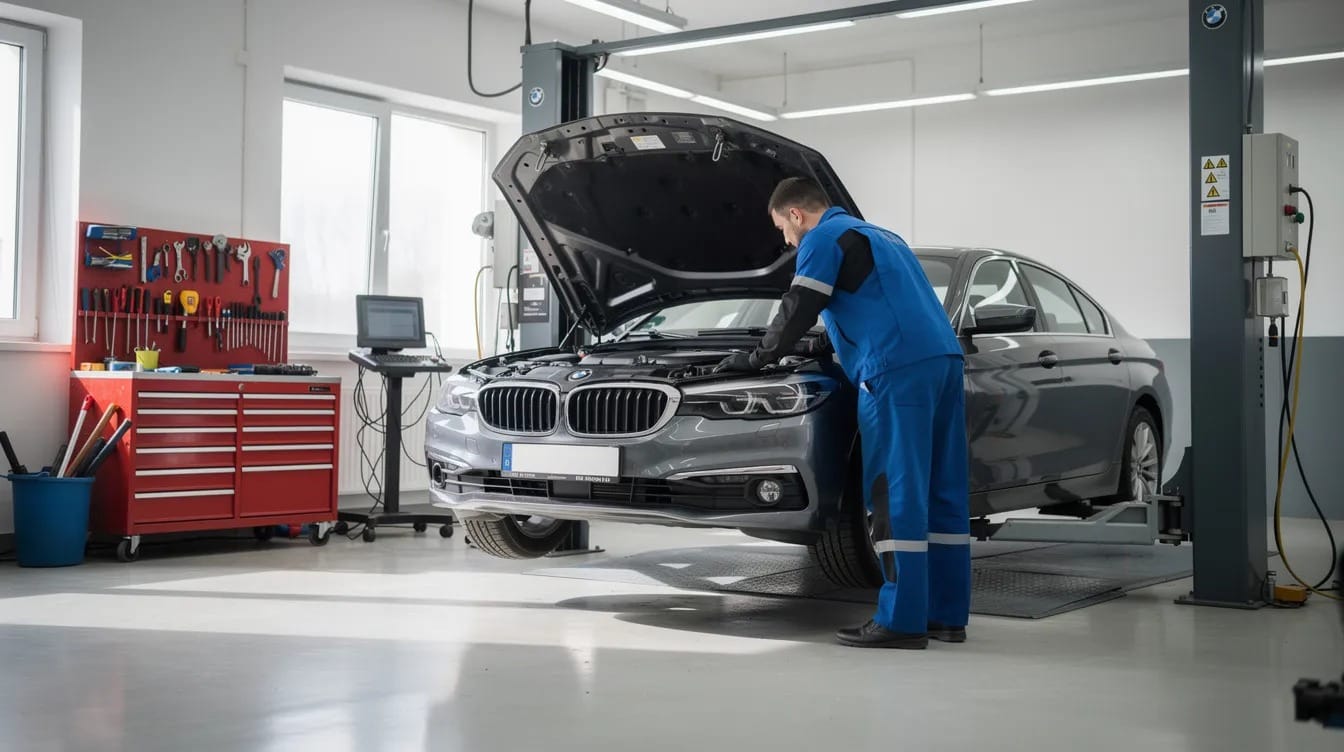 verificare BMW E46 pe elevator la Damianis Service Auto Brasov