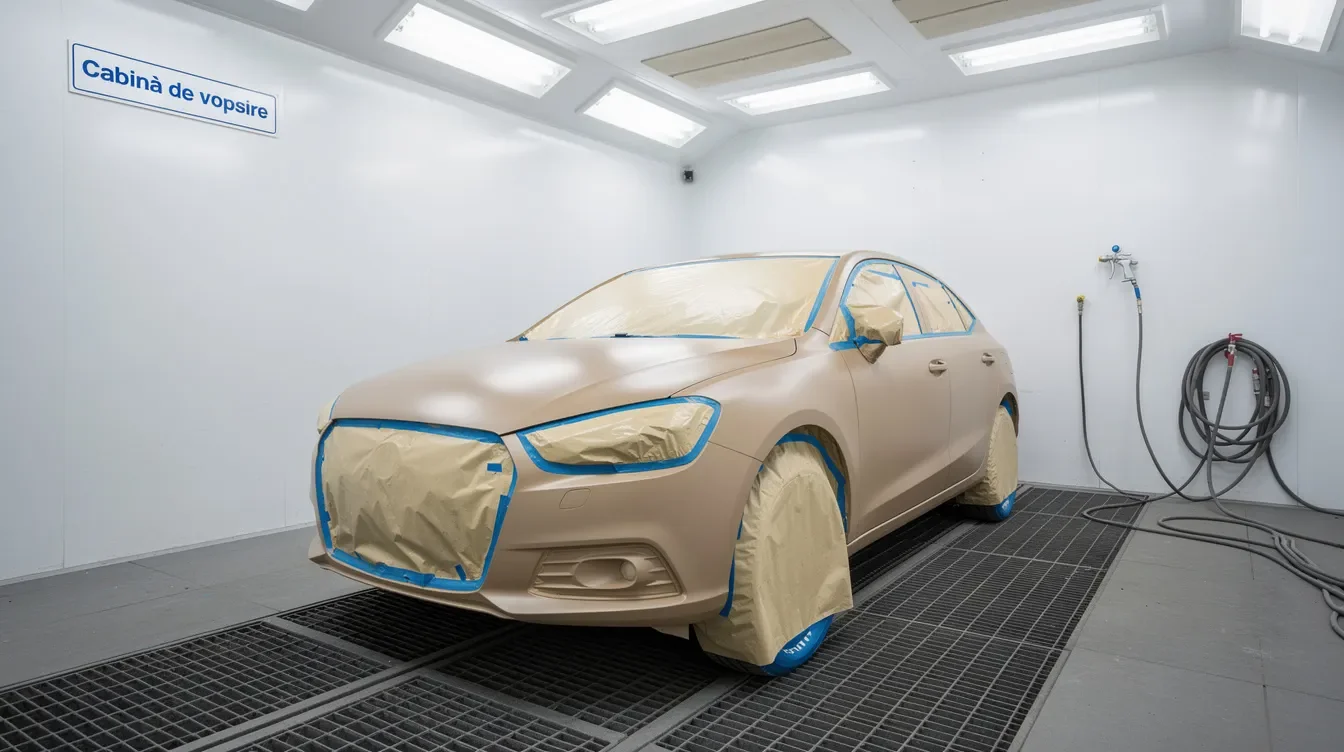 Tarife vopsitorie auto Brașov – mașină în atelier Damianis