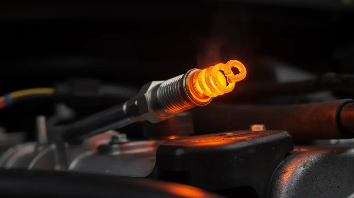 Bujie incandescentă pentru motor diesel, evidențiată pe fundal întunecat