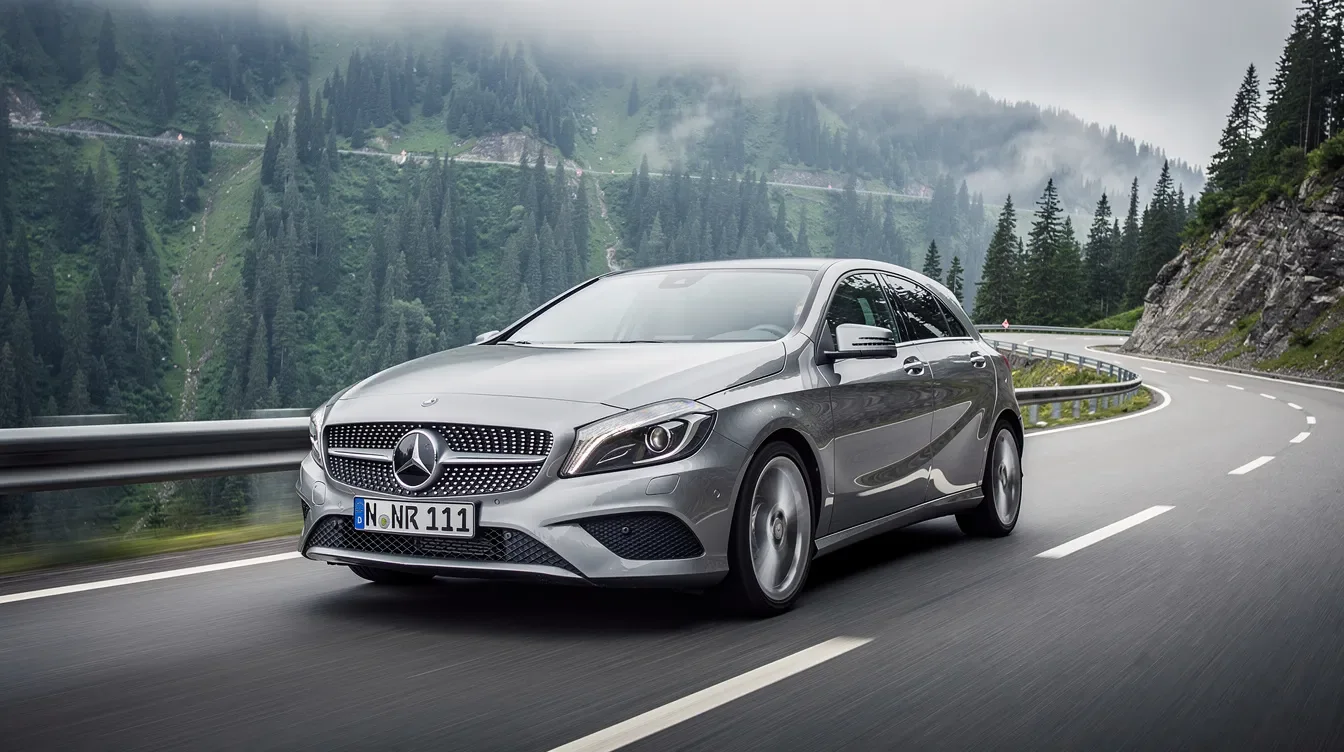 Mercedes-Benz A-Class W176 pe un drum montan