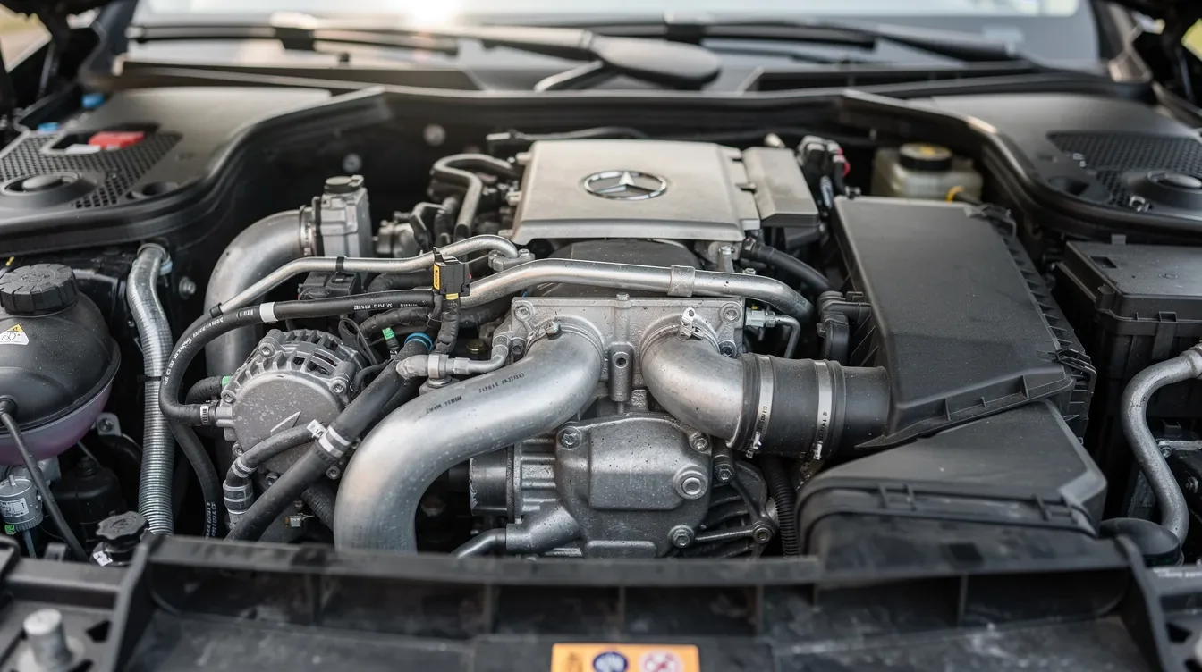 Compartimentul motor diesel al unui Mercedes-Benz C-Class W204