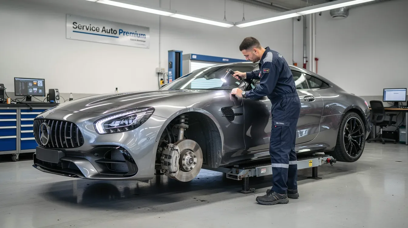 Verificarea suspensiei la Mercedes CLS în service