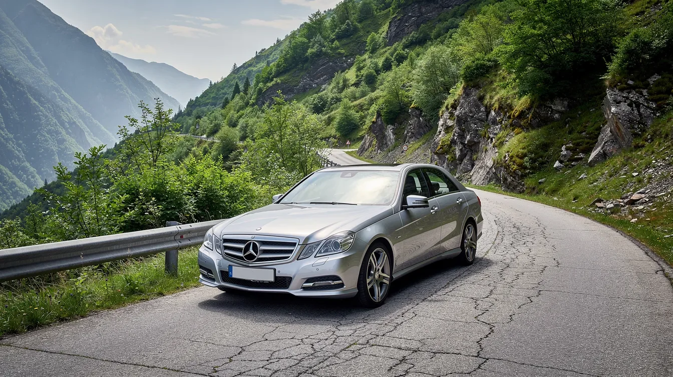 Mercedes E-Class W212 pe un drum montan