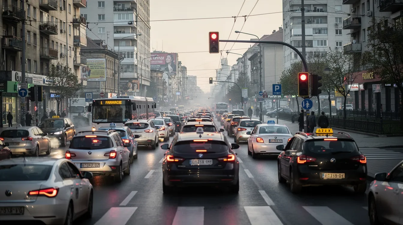Trafic urban aglomerat, unde pot apărea accidente și daune auto