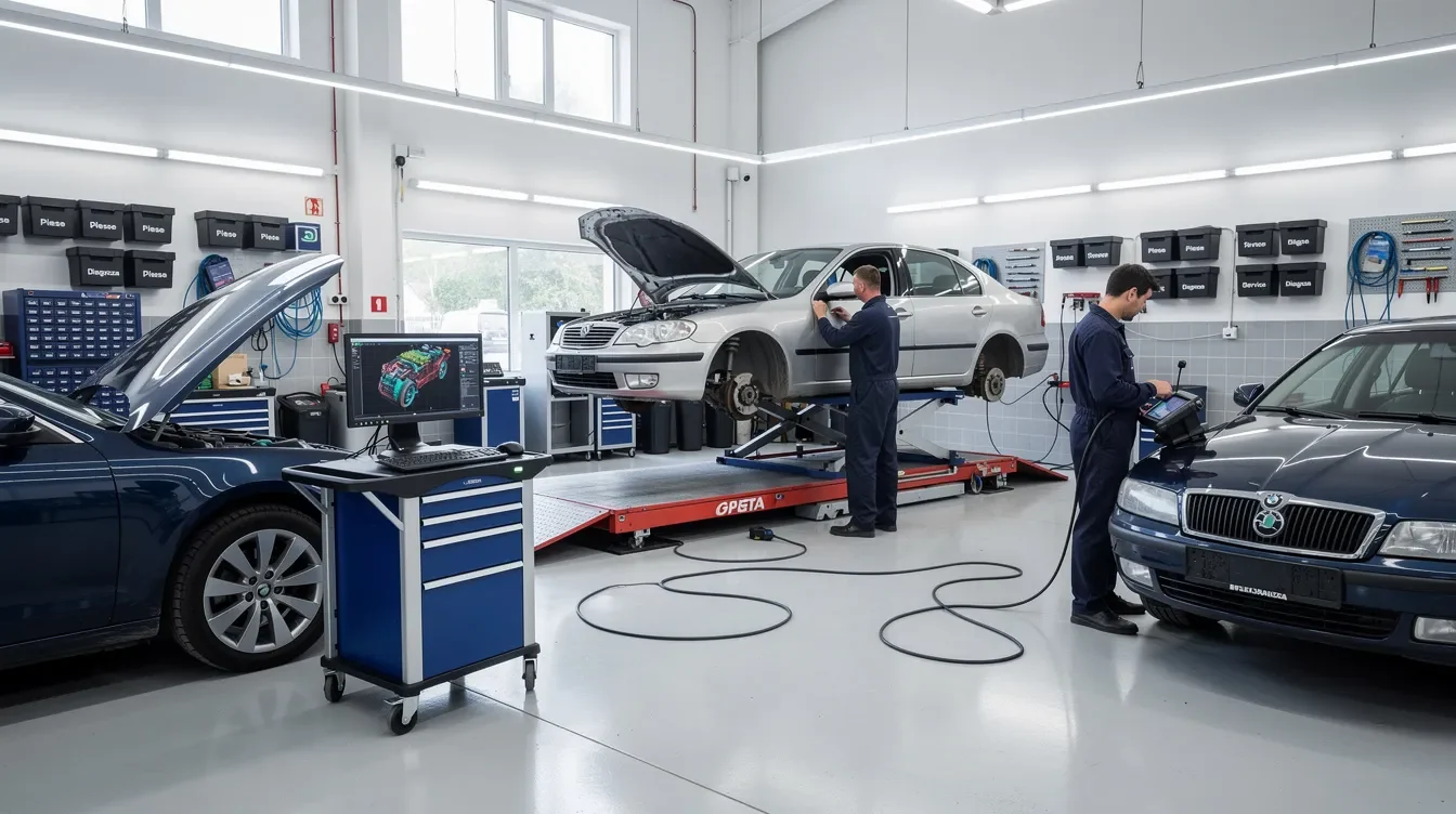 Mecanic verifică motorul unui Hyundai