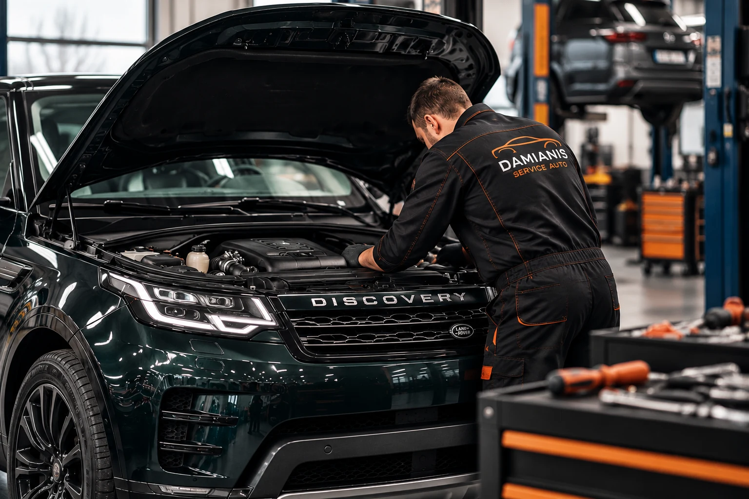 Range Rover verificat de mecanic în atelierul Damianis Service Auto din Brașov