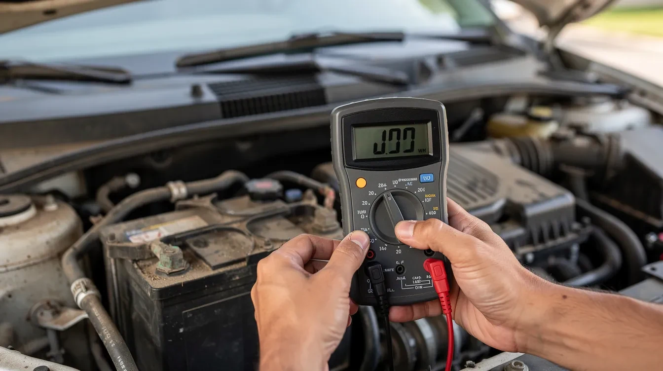 Verificarea tensiunii bateriei auto cu un multimetru digital